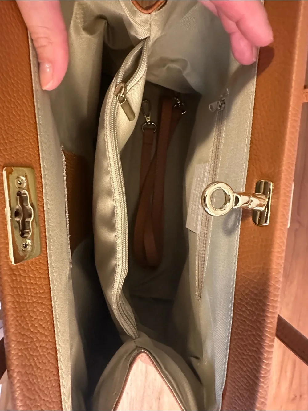 Classic Structured Top-Handle Bag in Cognac Brown